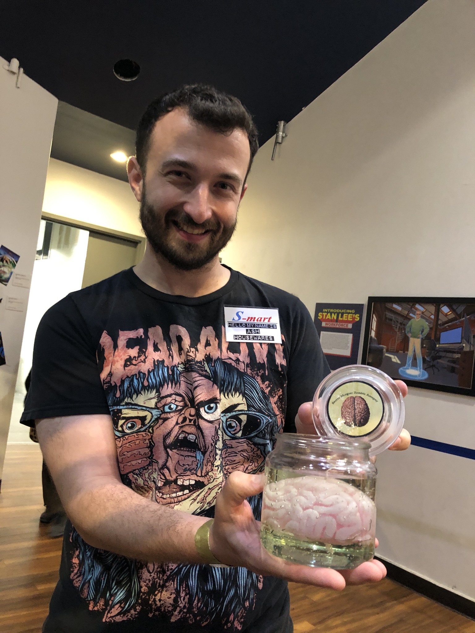 Eric Leonardis with brain jar